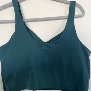 Aerie Dark Green Real Me V-Neck Longline Sports Bra Size: Large